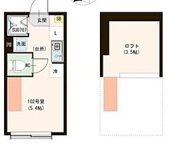 カーサ　エスト小岩 2階ワンルームの間取り