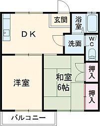 JR横浜線 成瀬駅 徒歩12分の賃貸アパート 2階2DKの間取り