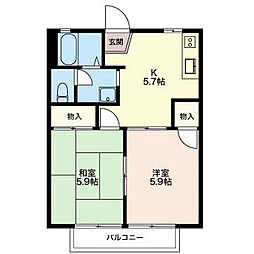 fragrance中林 1階2Kの間取り