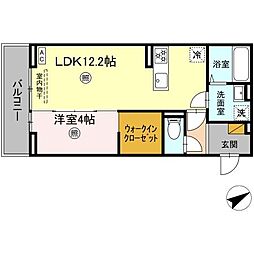 ハニー 3階1LDKの間取り