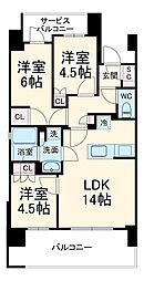 プレサンス名駅南ブリエ 10階3LDKの間取り