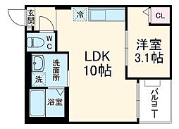 Jack shimofujisawa I 1階1LDKの間取り