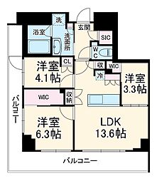 ヴェール・クレール武蔵小杉 3LDKの間取図画像