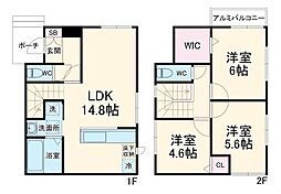 市川市大洲3丁目戸建貸家 1階3LDKの間取り