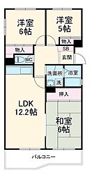 百合ヶ丘社宅 2階3LDKの間取り
