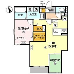スペチアーレ赤川 2階2LDKの間取り