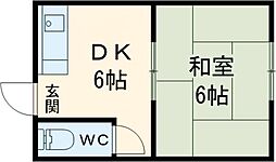 松村荘 2階1DKの間取り