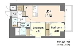 S-RESIDENCE王子enable 6階2LDKの間取り