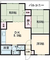 グリーンパーク第3 2階3DKの間取り