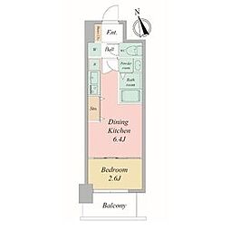 セレニテ夕陽丘エクラ 14階1DKの間取り