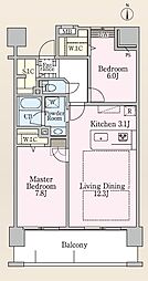 東京メトロ南北線 王子神谷駅 徒歩17分の賃貸マンション 11階2LDKの間取り