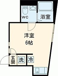 Silver Bird 1階ワンルームの間取り