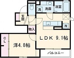 ジラソーレ 1階1LDKの間取り