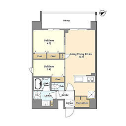 荒川区町屋1丁目マンション 2LDKの間取図画像