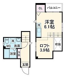 Ｐｕｒａ　Ｖｉｄａナゴヤドーム前 2階ワンルームの間取り