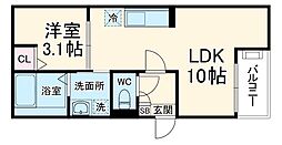 Jack nisshinI 1階1LDKの間取り