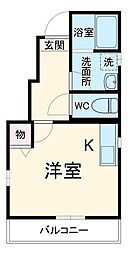 名古屋市営鶴舞線 庄内通駅 徒歩14分の賃貸アパート 1階ワンルームの間取り