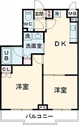 ルーブル上板橋 4階2DKの間取り