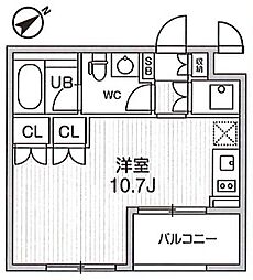 大田西馬込レジデンス 2階ワンルームの間取り