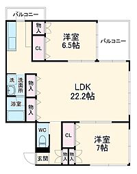 ＴＹマンションＷｉｎｇｓ 4階2LDKの間取り