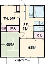 クレストコートＡ棟 2階3DKの間取り