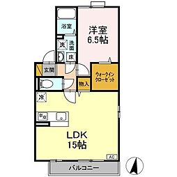フォレスト・ヴィラ 2階1LDKの間取り