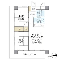 シャルム・Ｋ・カーサ 2階2LDKの間取り