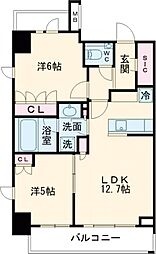 クレストコート中野富士見町 4階2LDKの間取り