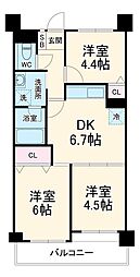 ライオンズガーデン船橋薬園台 410 4階3DKの間取り