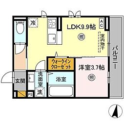 ソラーロ 2階1LDKの間取り