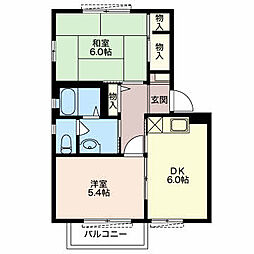 エストワールＡ 2階2DKの間取り