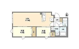 ウェルスクエア笹塚II 3階2LDKの間取り