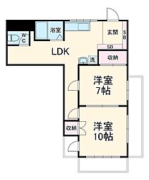 ＬＵＮＡ 4階2LDKの間取り