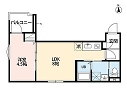 rh Itabashi 3階1LDKの間取り