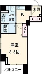 ユリカロゼ五反野III 801 8階1Kの間取り
