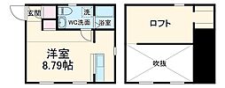 西武新宿線 本川越駅 徒歩8分の賃貸アパート 1階ワンルームの間取り