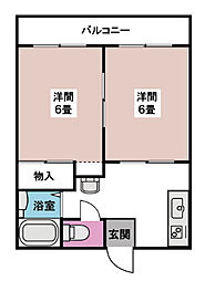 サンパレス小金井 2階2DKの間取り