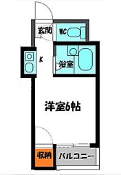 門真プリンスマンション 4階ワンルームの間取り