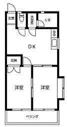 フェイバリットハウス 2階2DKの間取り