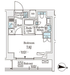 メゾン・クロイゾン 4階1Kの間取り