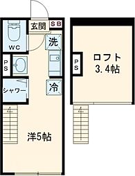 Emarie代田橋 1階ワンルームの間取り