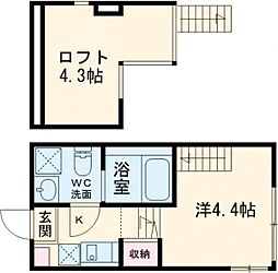 スカイパークテラス 1階1Kの間取り