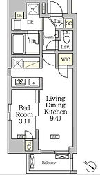 アジールコート松濤 12階1LDKの間取り