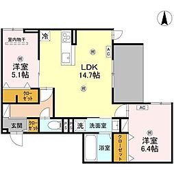 Green Village 2階2LDKの間取り