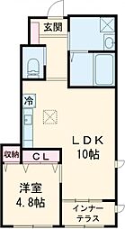 Ｆ・ガーデンIII 1階1LDKの間取り