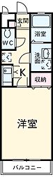アンプルールリーブルｐｅａｒ　ｆｉｅｌｄII 2階1Kの間取り