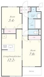 ルミネ中央 2階2LDKの間取り