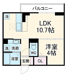 D-Sereno新倉　I 2階1LDKの間取り