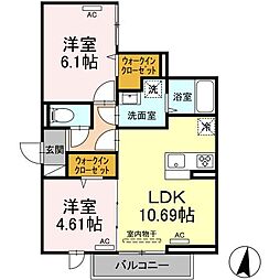 京成押上線 四ツ木駅 徒歩14分の賃貸アパート 1階2LDKの間取り