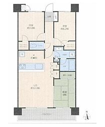 マクシスタワーズアーバンデュオ 18階3LDKの間取り